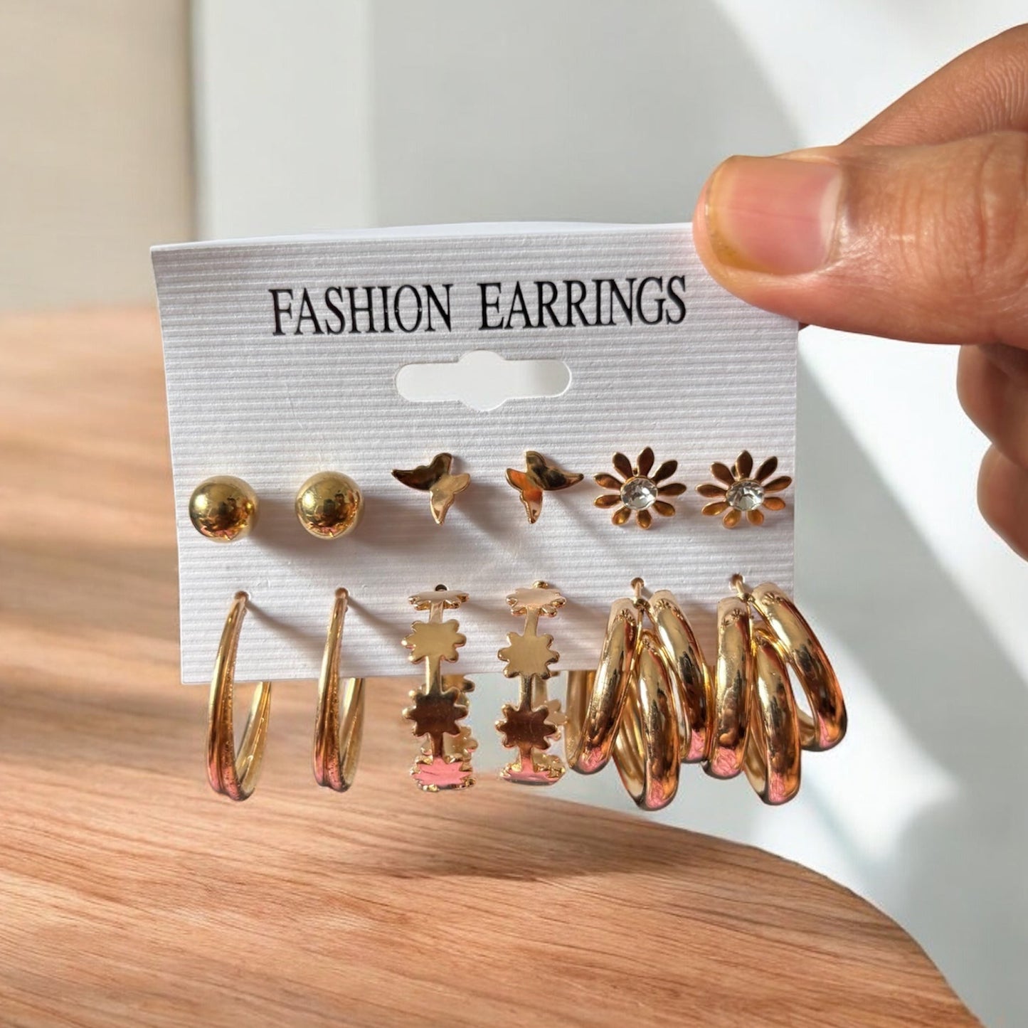 6 pair Earstuds Combo card