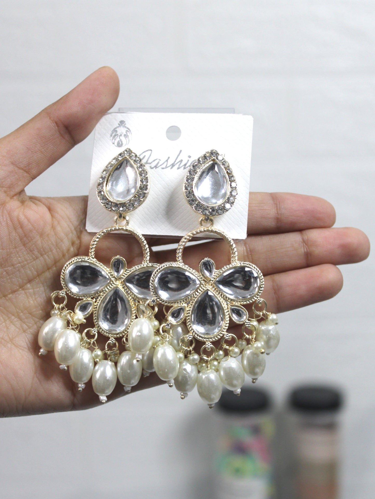 White Fancy kundan Earring