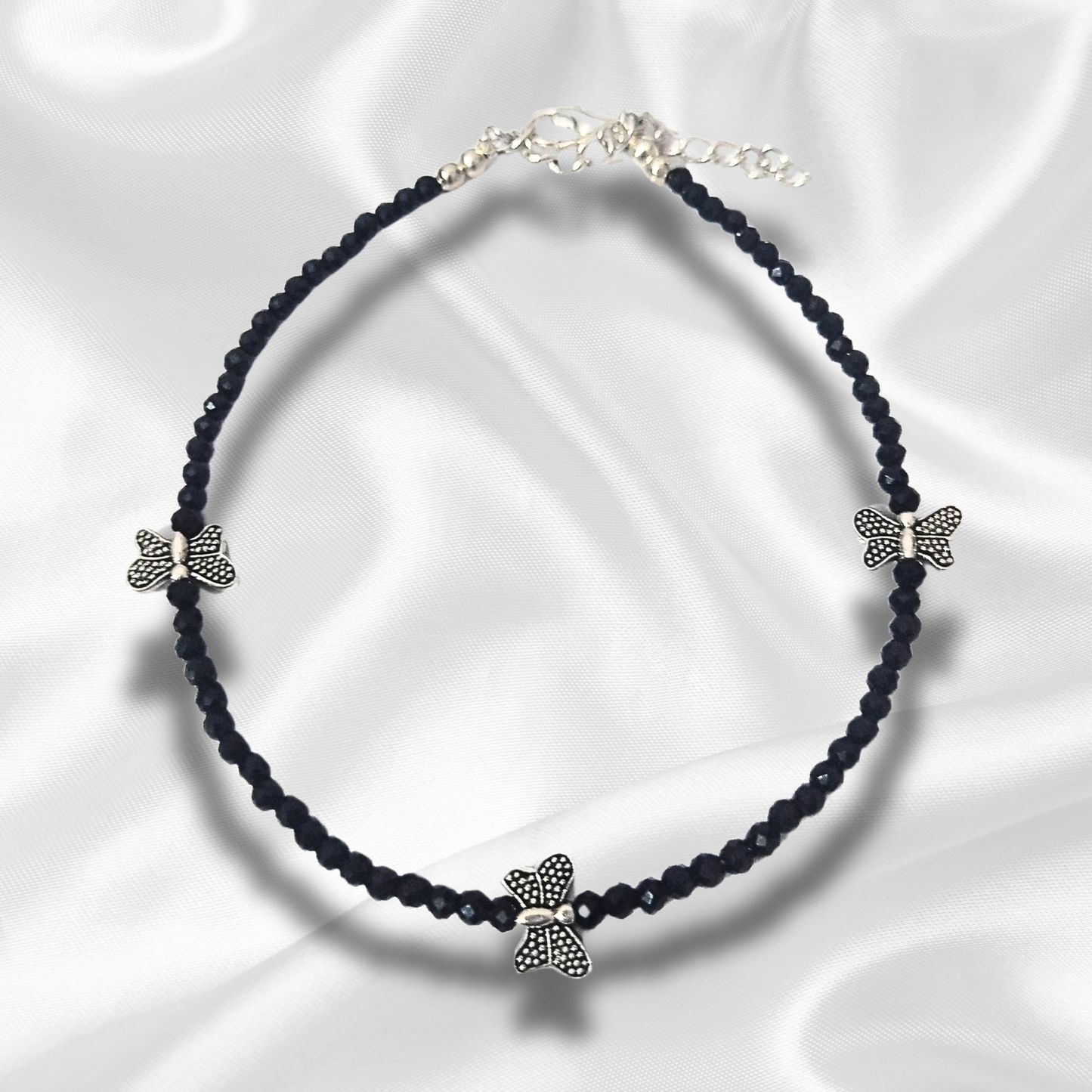 Black Crystal Butterfly Anklet