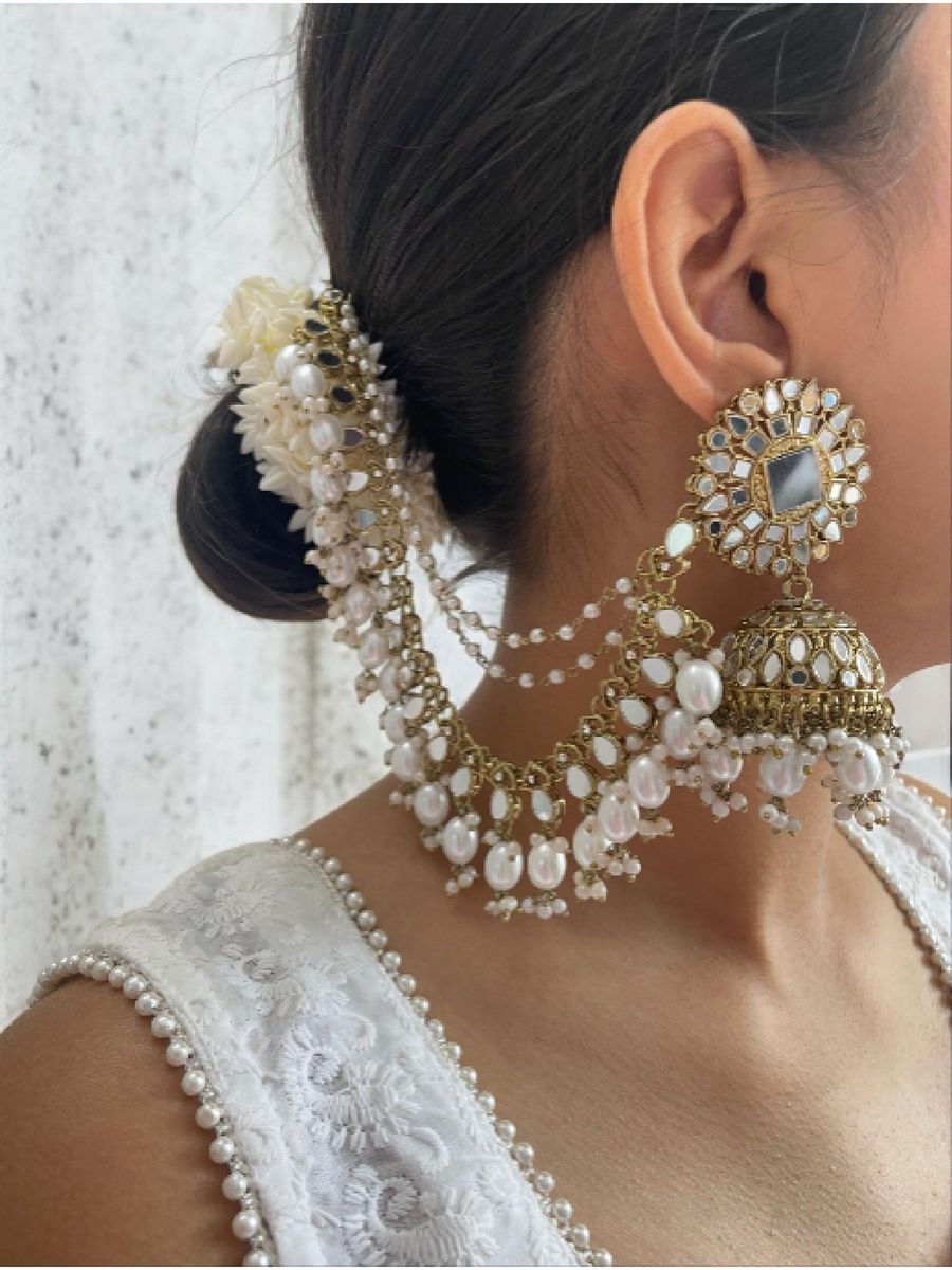 Big Bahubali earring with kaanchain & mangtika