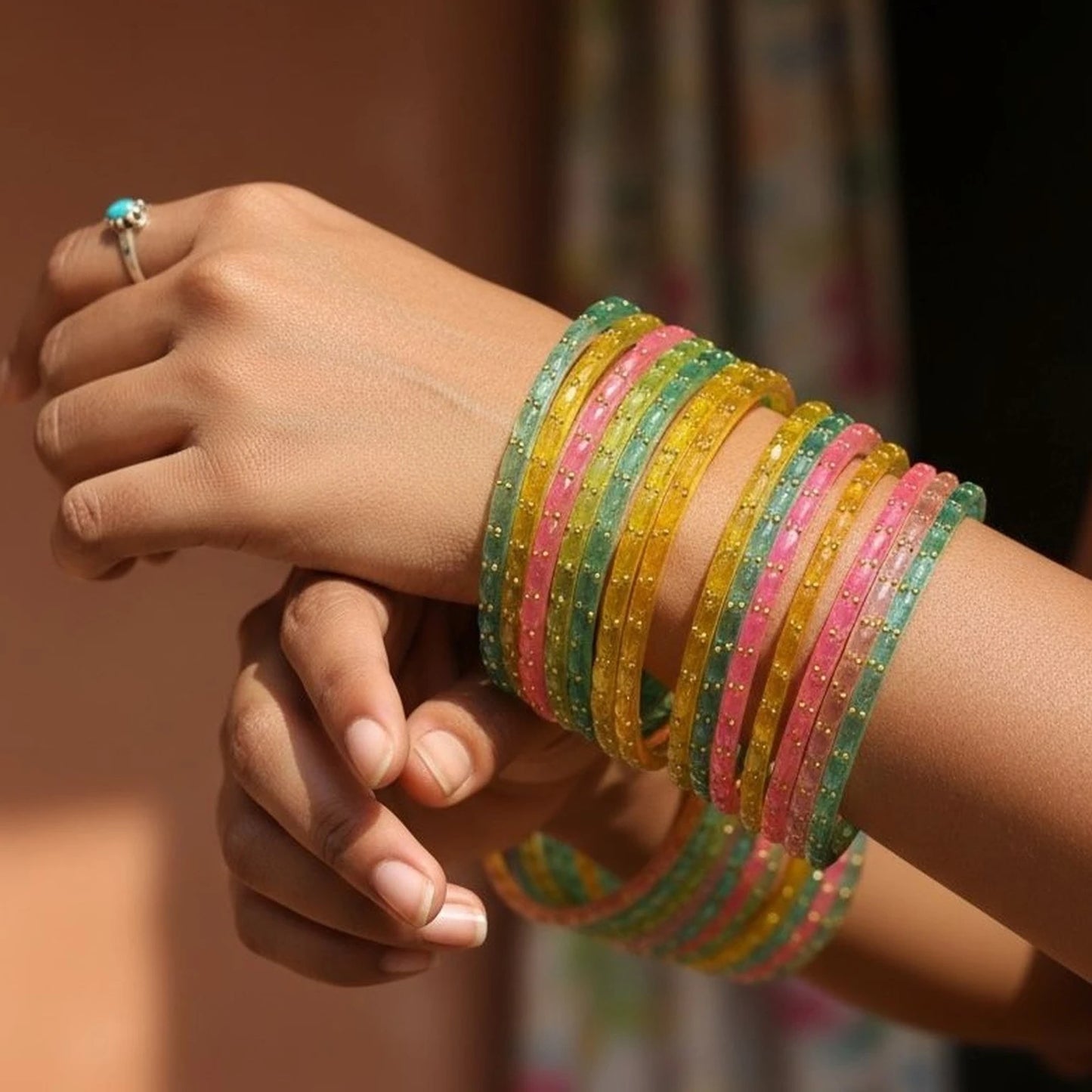 Raindrop Crystal Bangles Multicolor