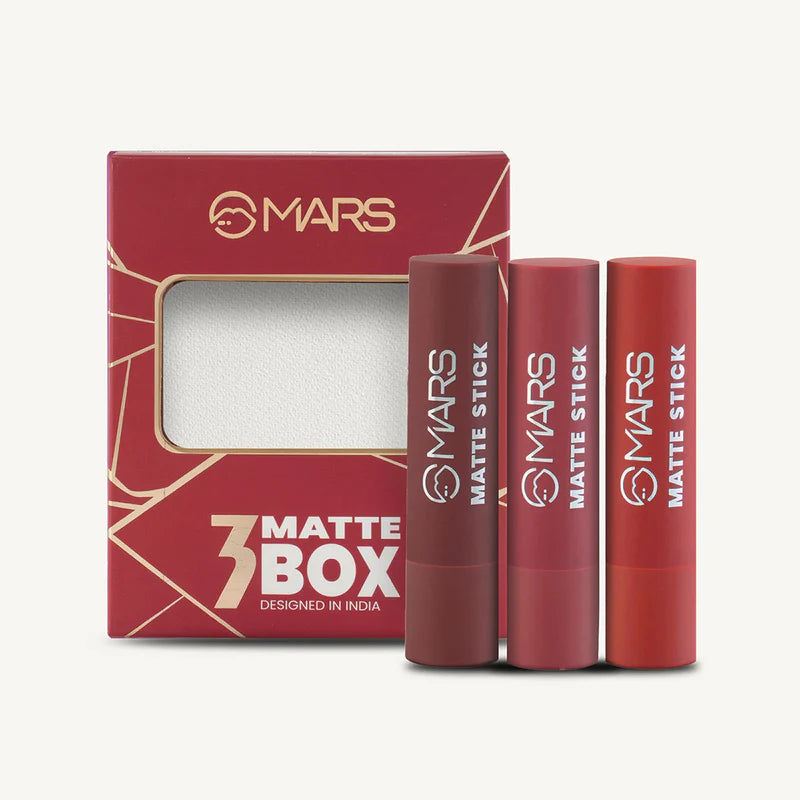 Mars 3 Matte box Lipstick 01 shade- Red & Maroons