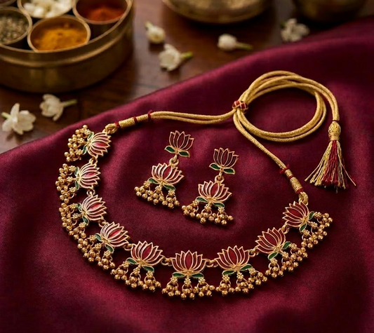 Lotus necklace & Earring set