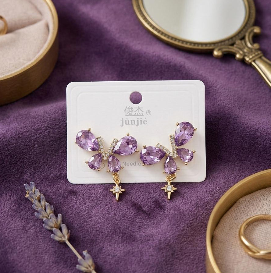 Purple Butterfly Korean Earring