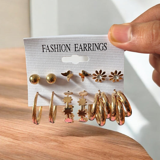6 pair Earstuds Combo card