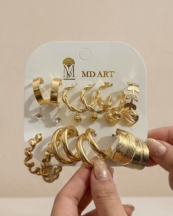 Earrings Combo Card of 9 pairs
