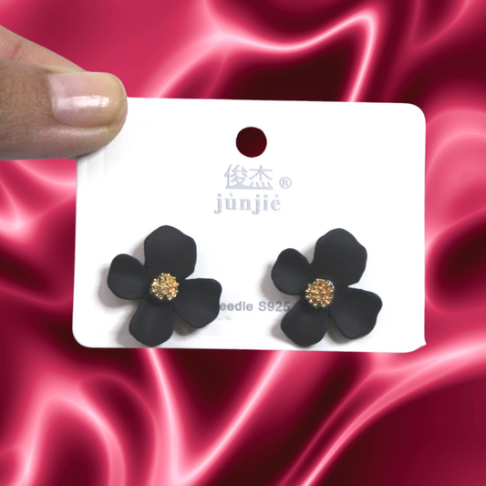 Black Floral Earring