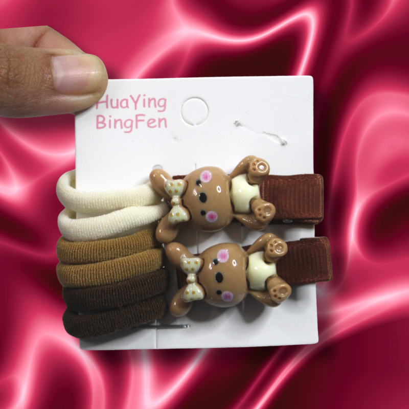 Teddy Clip With 6 Pcs Rubberband