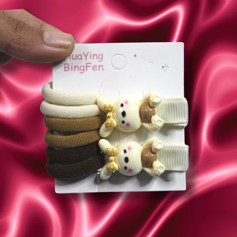 Teddy Clip With 6 Pcs Rubberband