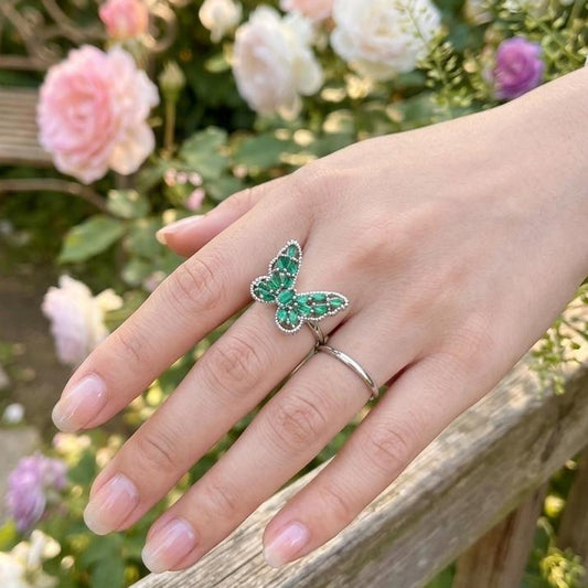 Adjustable Mariposa Emerald Ring