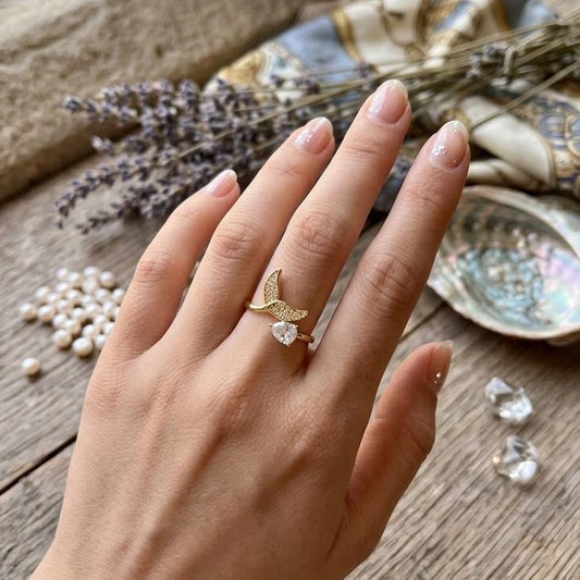 Adjustable Dolphin Crystal Ring