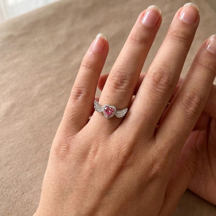 Adjustable Cupid Wings Ring