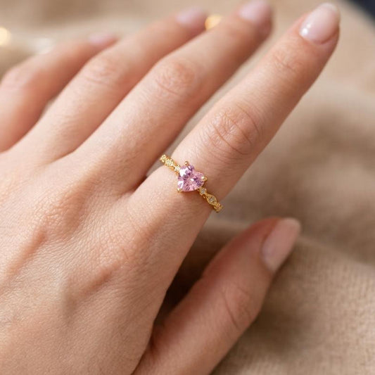 Adjustable Pink Heart Ring