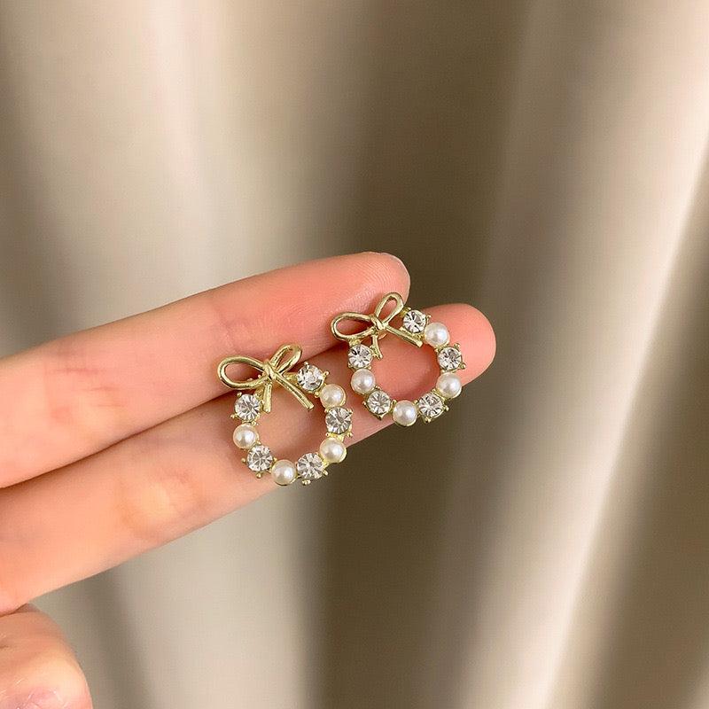Elegant Bow Knot Pearl Earrings