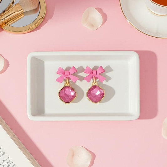 Pink Bow Sparkle korean Earring