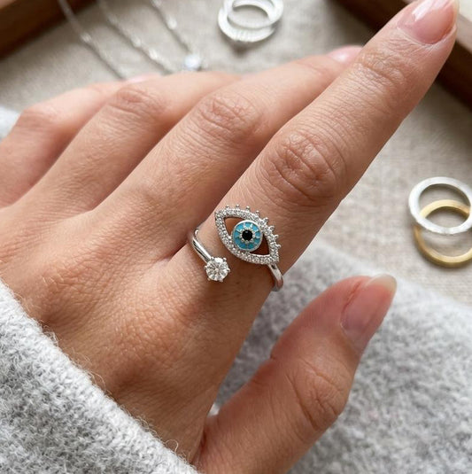 Silver Evil Eye Ring