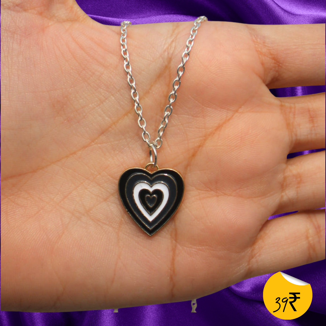 B&w Heart Pendant