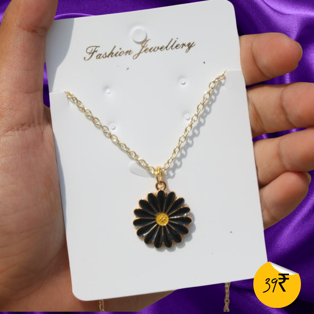 Black Daisy Pendant